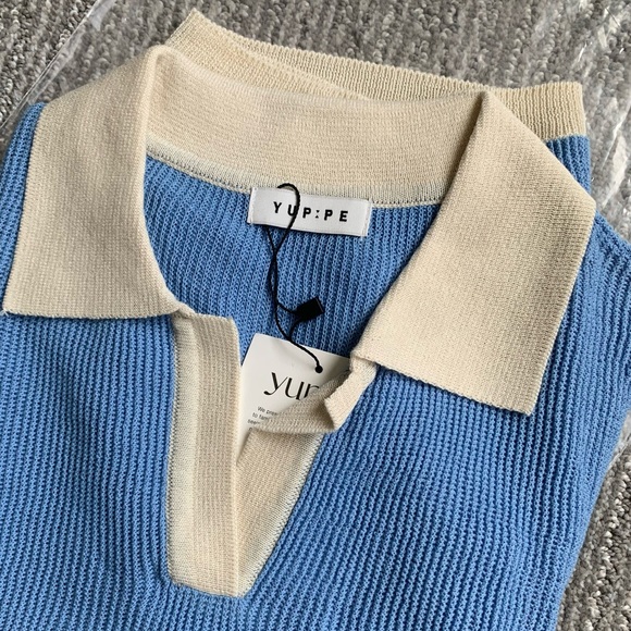 Tops - YUPPE Crop Short Sleeve Polo Knit